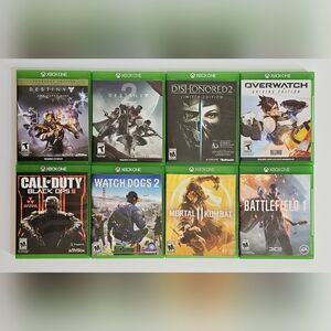 XBOX ONE Game Lot Of 8 Call of Duty: Black Ops 3, Overwatch, Mortal Kombat 2, Et
